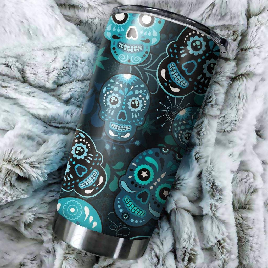 Floral Skull Tumbler Cup