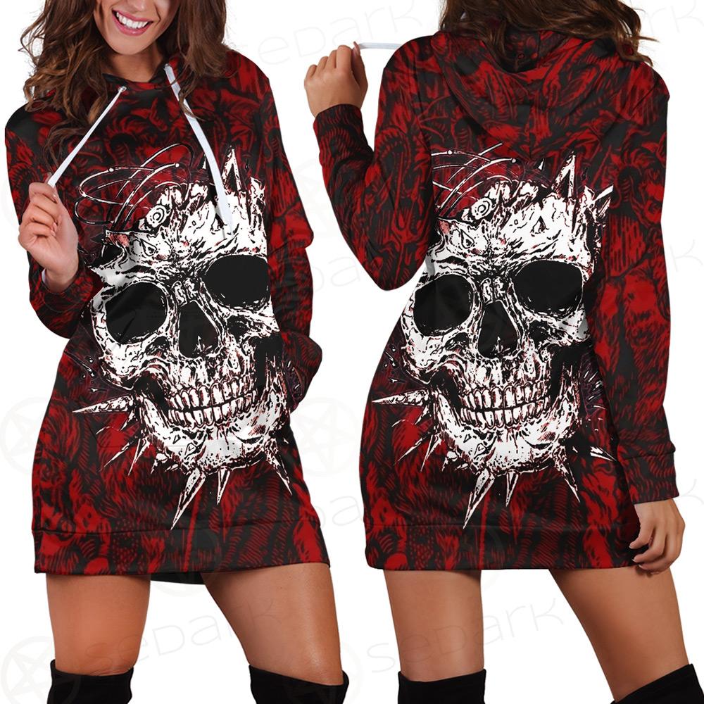 Skull Satan background SED-0083 Hoodie Dress