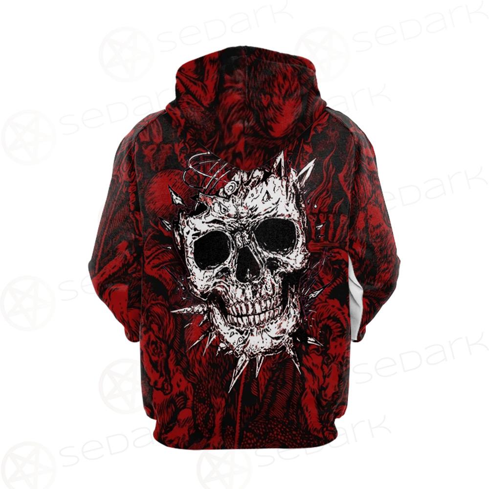 Skull Satan background SED-0083 Hoodie Raglan Zip
