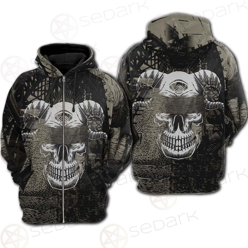 Skull Devil Eye Satan SED-0094 Hoodie Raglan Zip