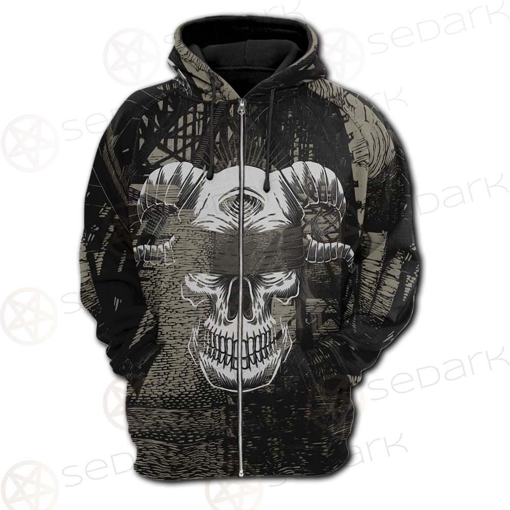 Skull Devil Eye Satan SED-0094 Hoodie Raglan Zip