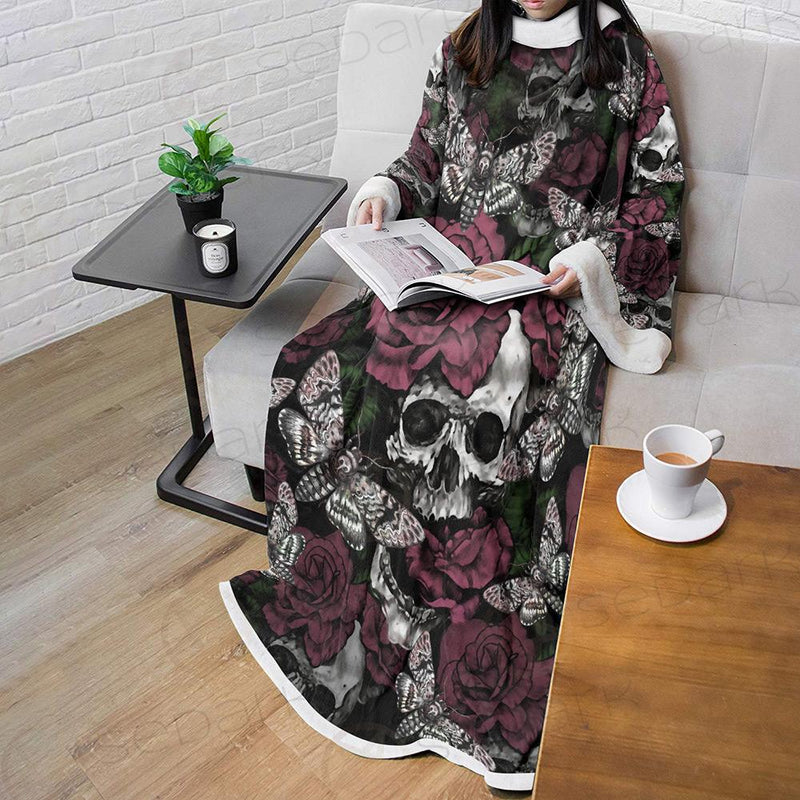 Rose Death Moth Skull SED-0105 Sleeved Blanket