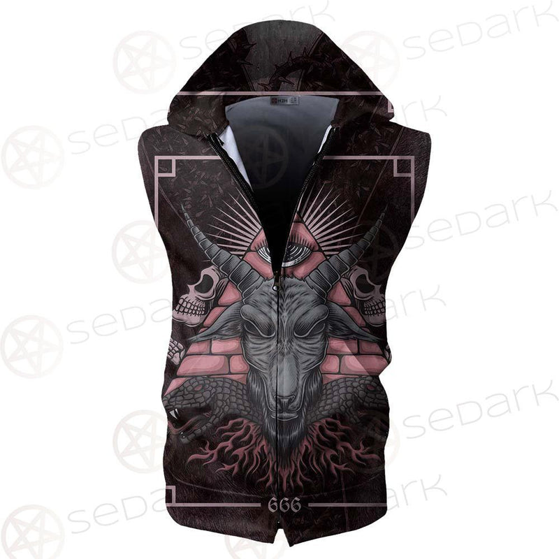 Satan Skull SED-0111 Zip Sleeveless Hoodie
