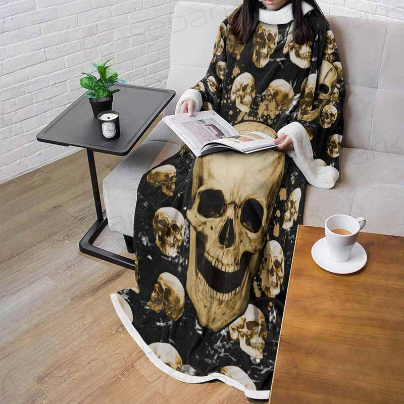 Skull Gold SED-0122 Sleeved Blanket
