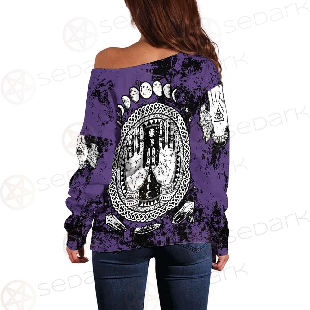 Gothic Mystic Hand SED-0128 Off Shoulder Sweaters