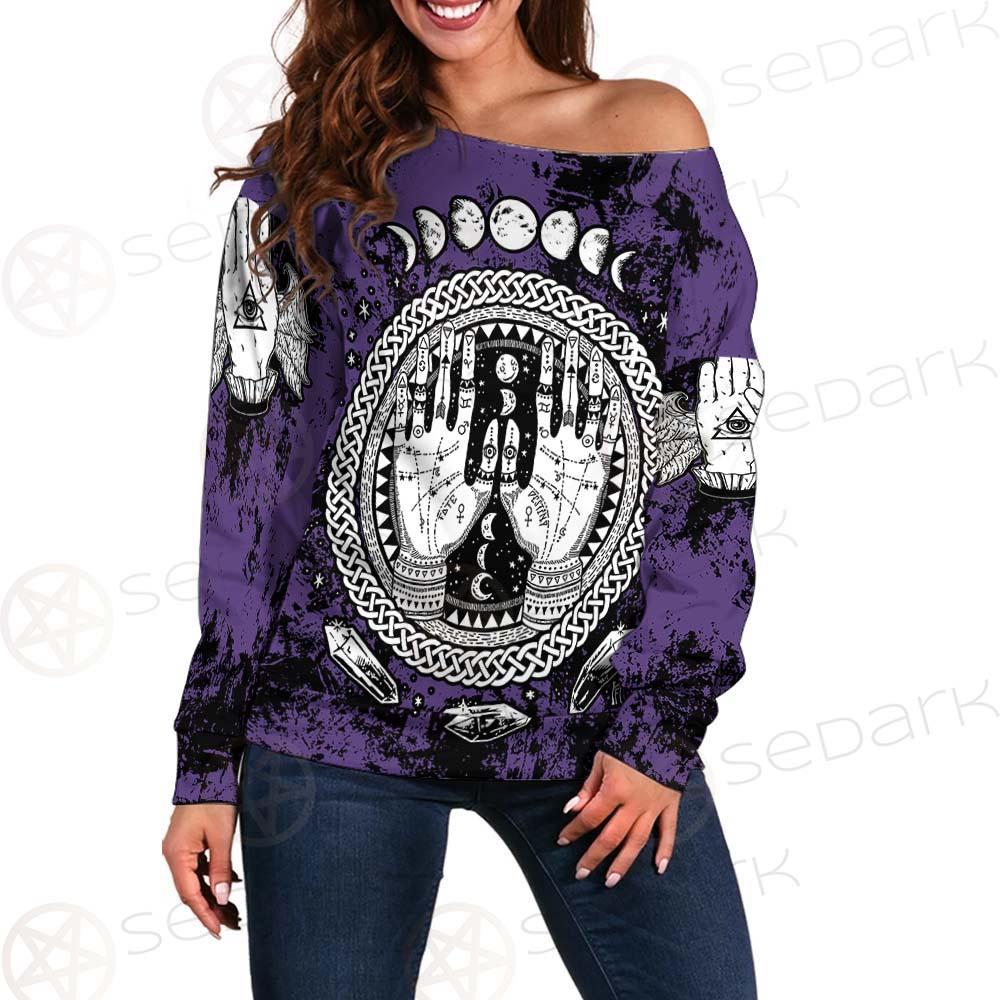 Gothic Mystic Hand SED-0128 Off Shoulder Sweaters
