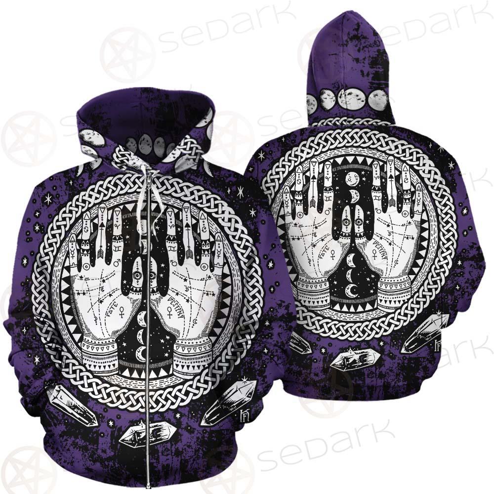 Gothic Mystic Hand SED-0128 Zip-up Hoodies