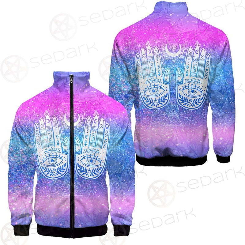 Wicca Eyes And Hands SED-0151 Stand-up Collar Jacket