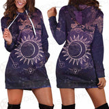 Wicca Pattern Moon And Sun SED-0167 Hoodie Dress