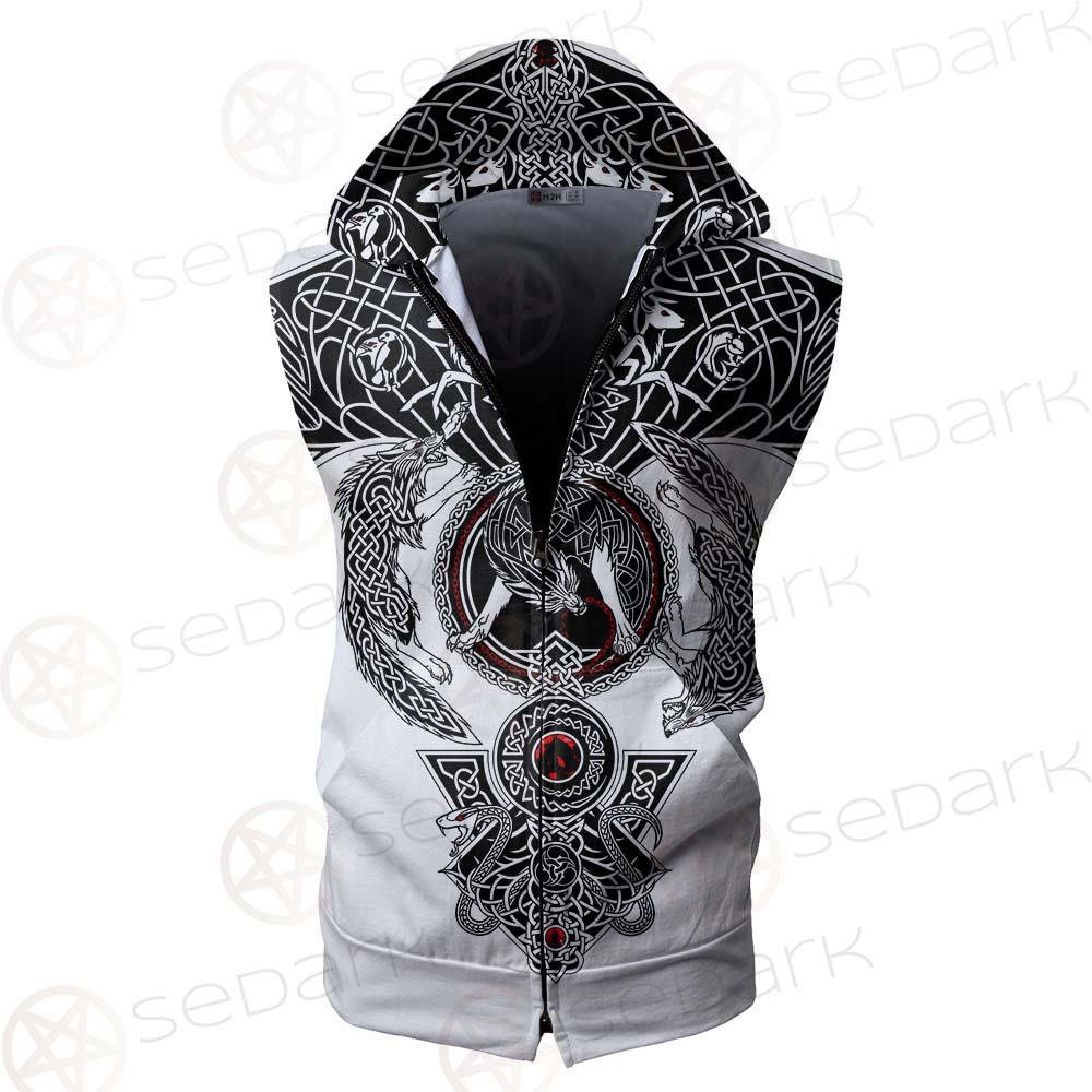 Viking Symbol Pattern SED-0210 Zip Sleeveless Hoodie