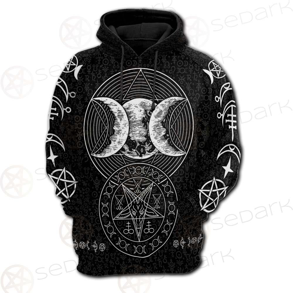 Wicca Symbol Triple Moon SED-0234 Hoodie Raglan