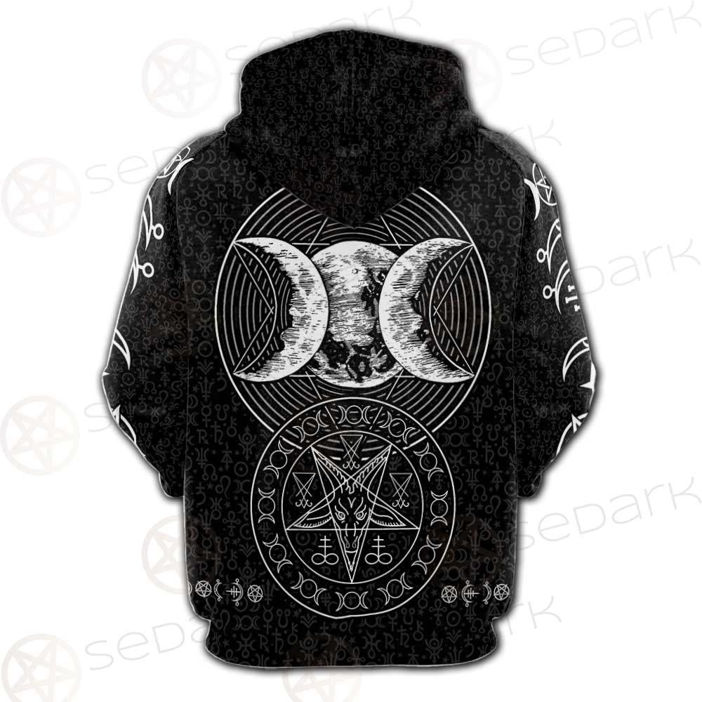 Wicca Symbol Triple Moon SED-0234 Hoodie Raglan