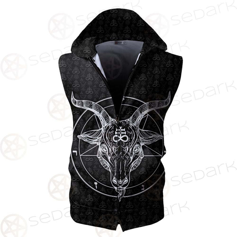 Pentagram Occult Red SED-0236 Zip Sleeveless Hoodie