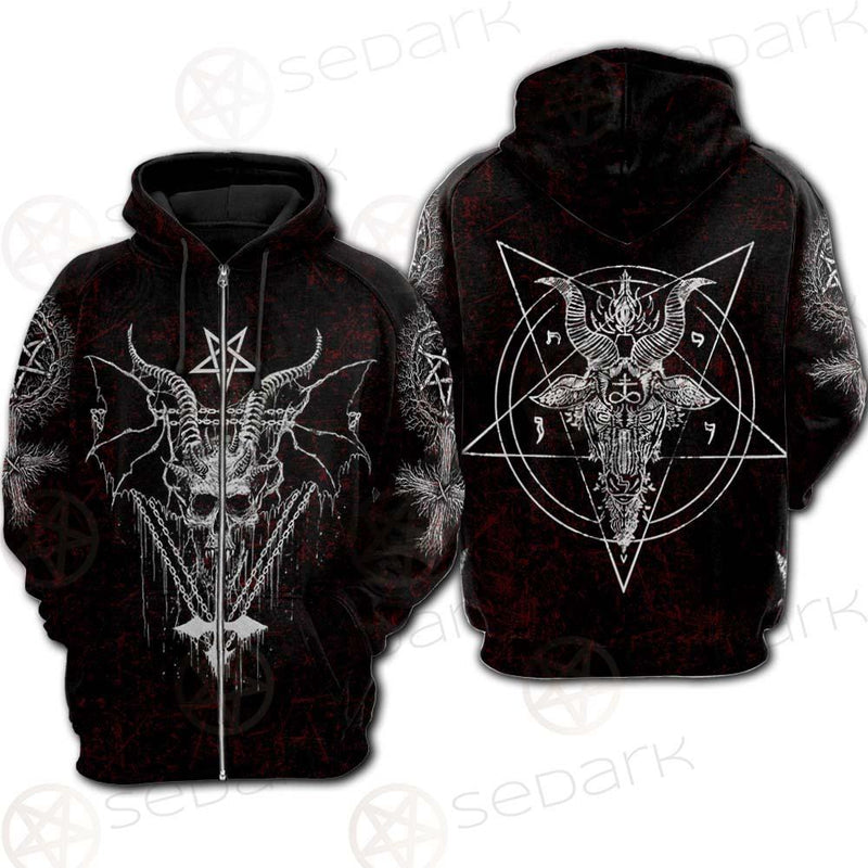 Pentagram Cross Inverted SED-0250 Hoodie Raglan Zip