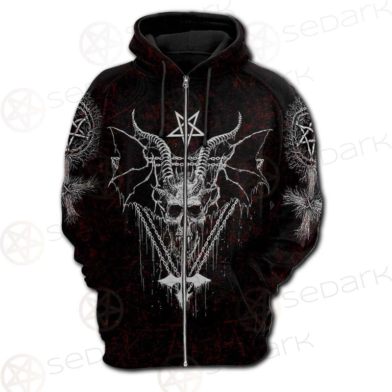 Pentagram Cross Inverted SED-0250 Hoodie Raglan Zip