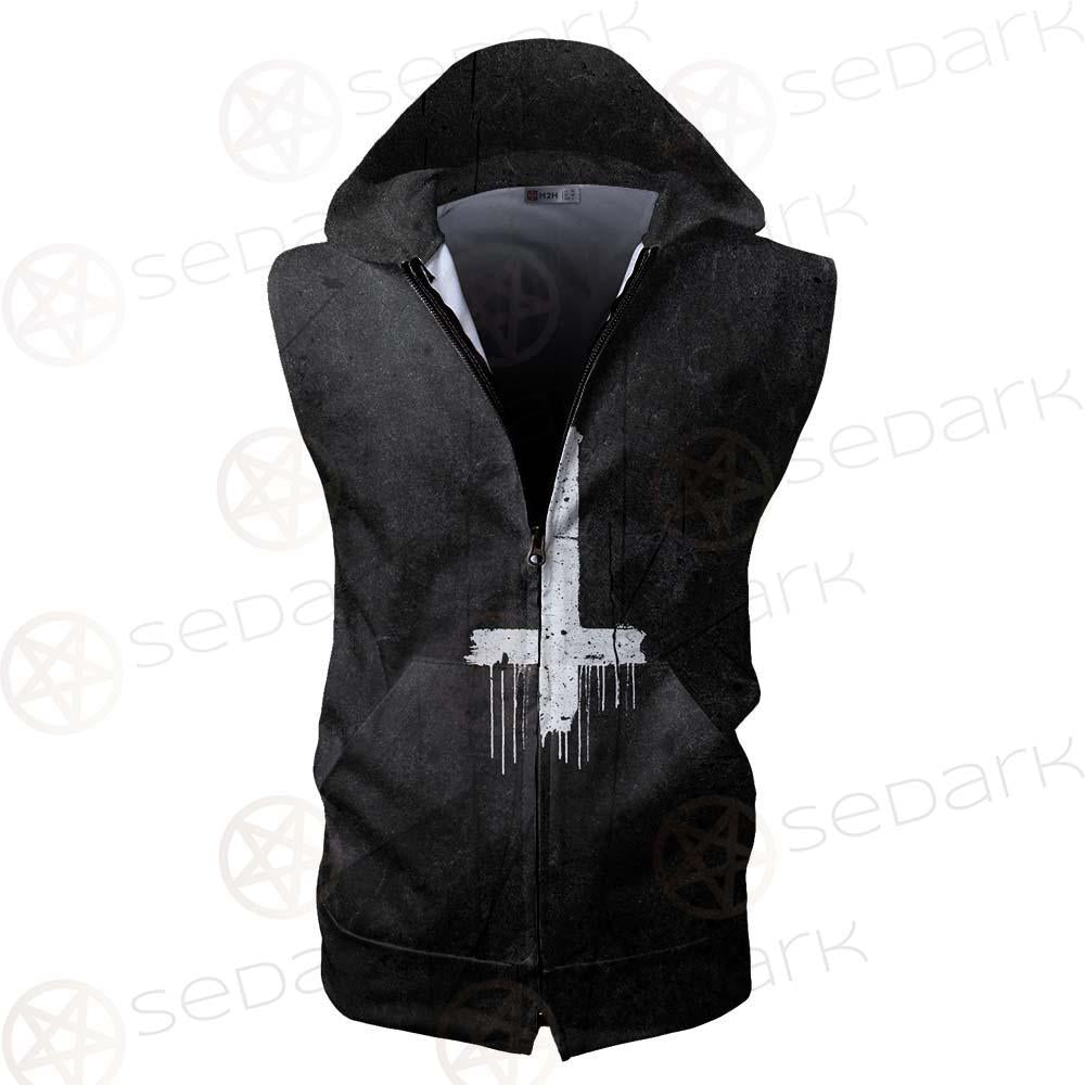 Satanic Cross Inverted SED-0304 Zip Sleeveless Hoodie