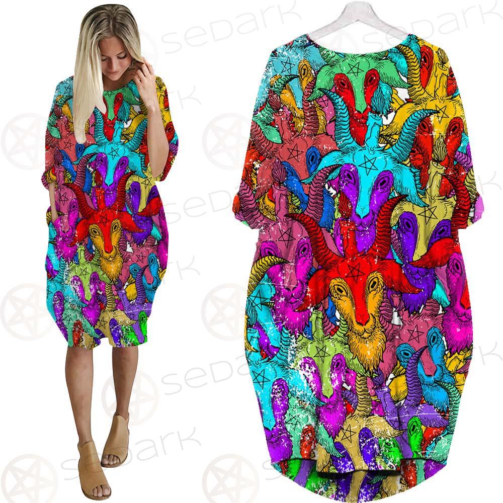 Satan Colorful SED-0334 Batwing Pocket Dress