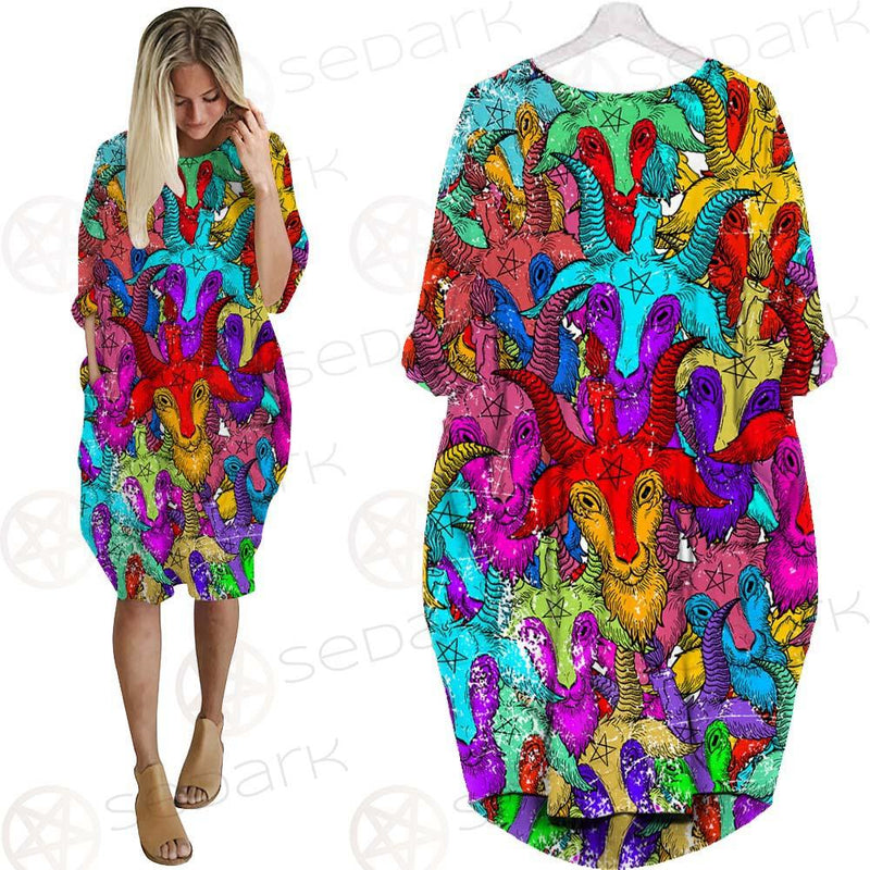Satan Colorful SED-0334 Batwing Pocket Dress