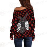 Baphomet Demon Goat Head And Human Skulls SED-0355 Off Shoulder Sweaters