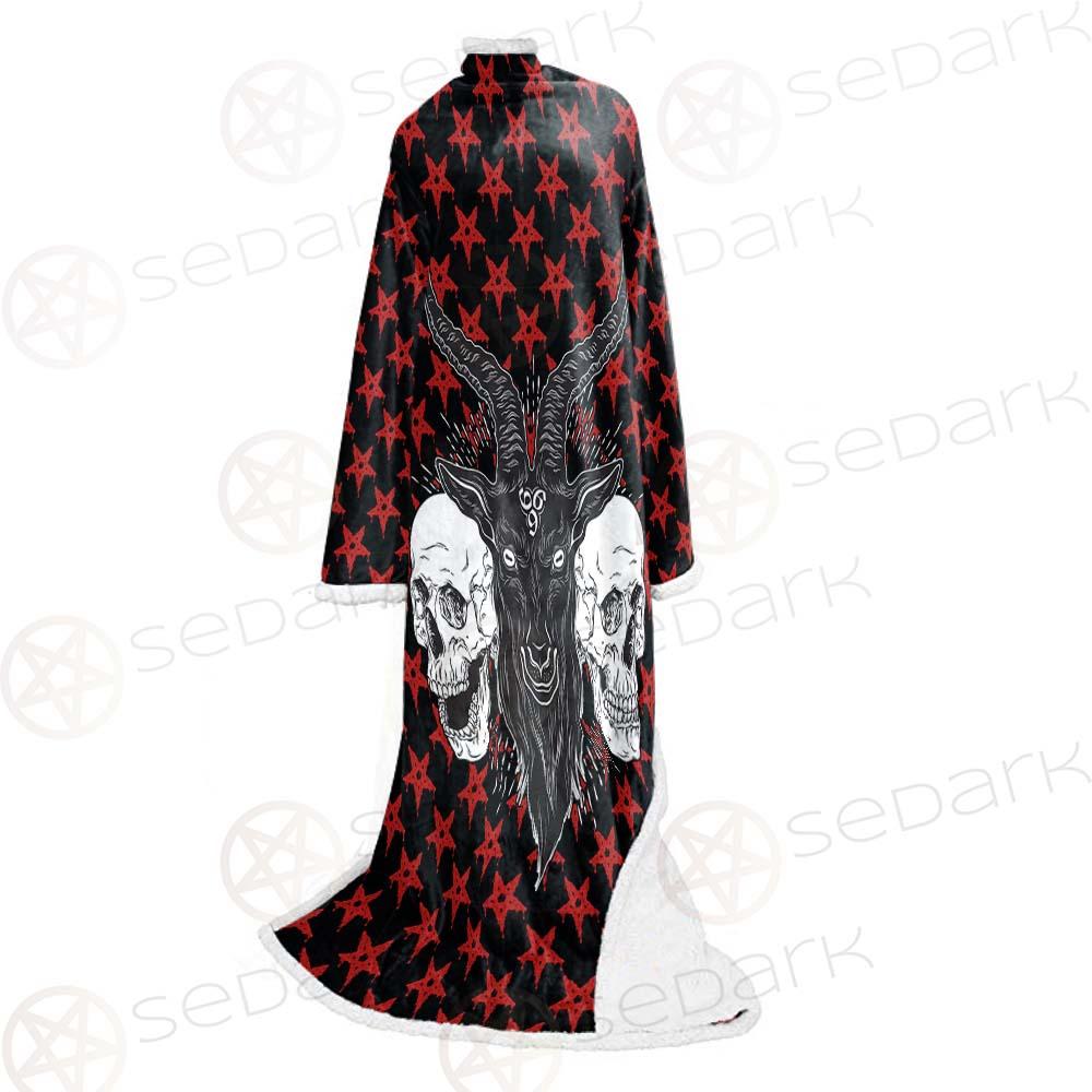 Baphomet Demon Goat Head And Human Skulls SED-0355 Sleeved Blanket