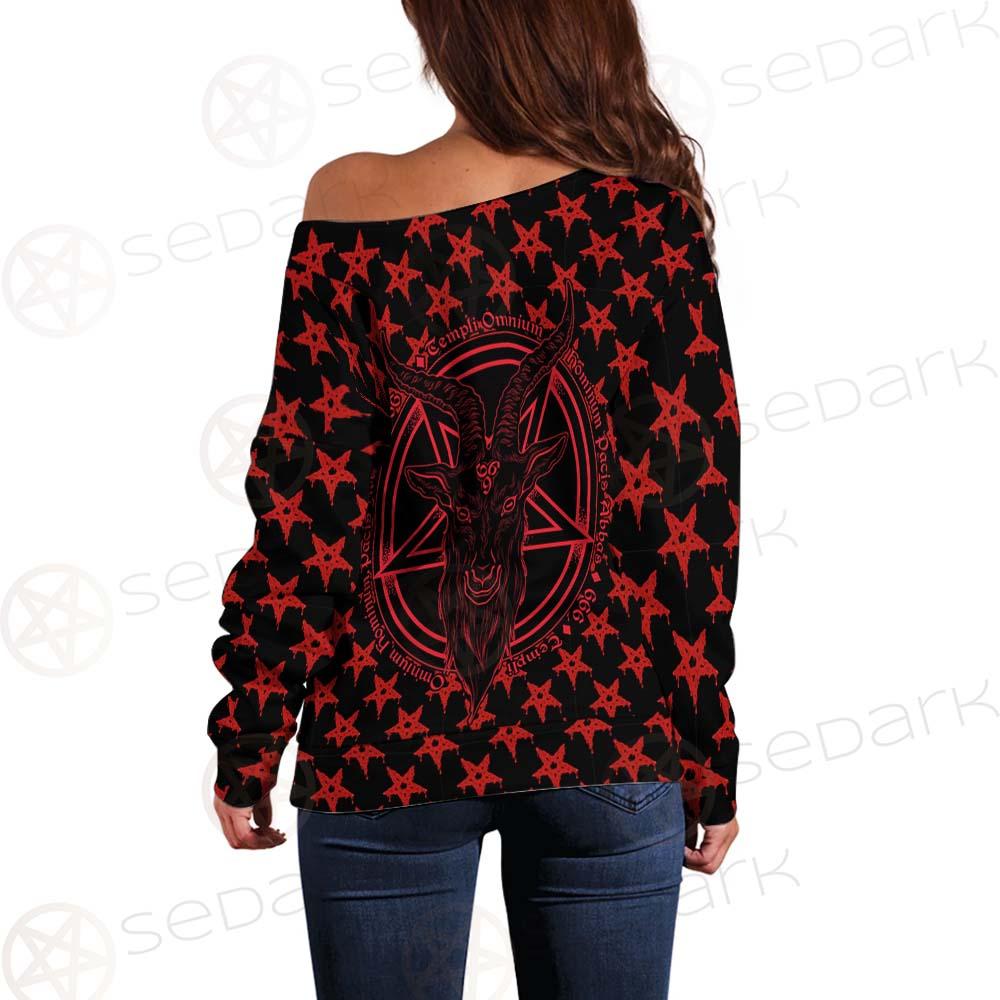 Baphomet Demon Goat Head SED-0356 Off Shoulder Sweaters