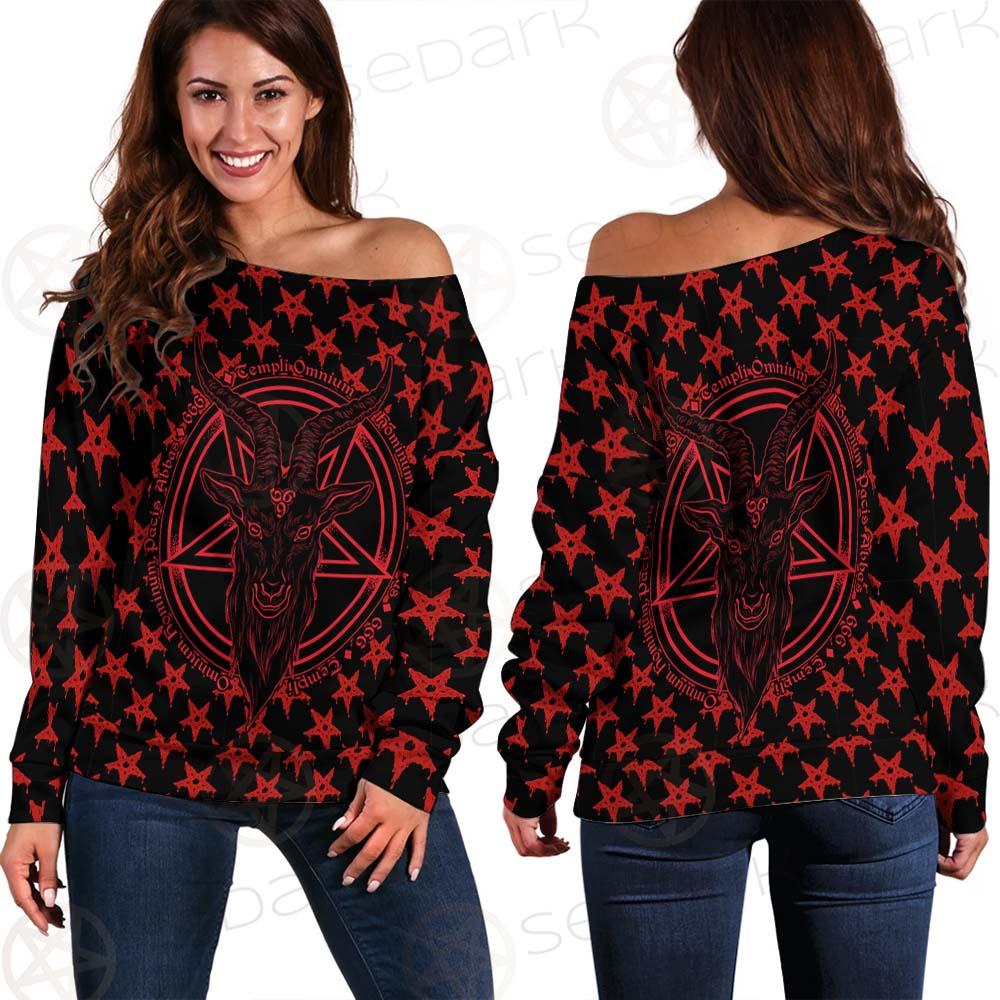 Baphomet Demon Goat Head SED-0356 Off Shoulder Sweaters