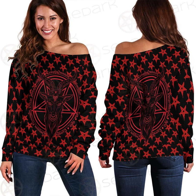 Baphomet Demon Goat Head SED-0356 Off Shoulder Sweaters