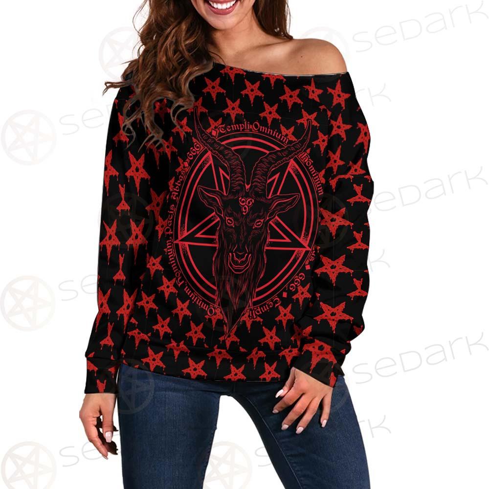 Baphomet Demon Goat Head SED-0356 Off Shoulder Sweaters