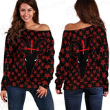 Baphomet Goat Headed Demon With The Red SED-0358 Off Shoulder Sweaters