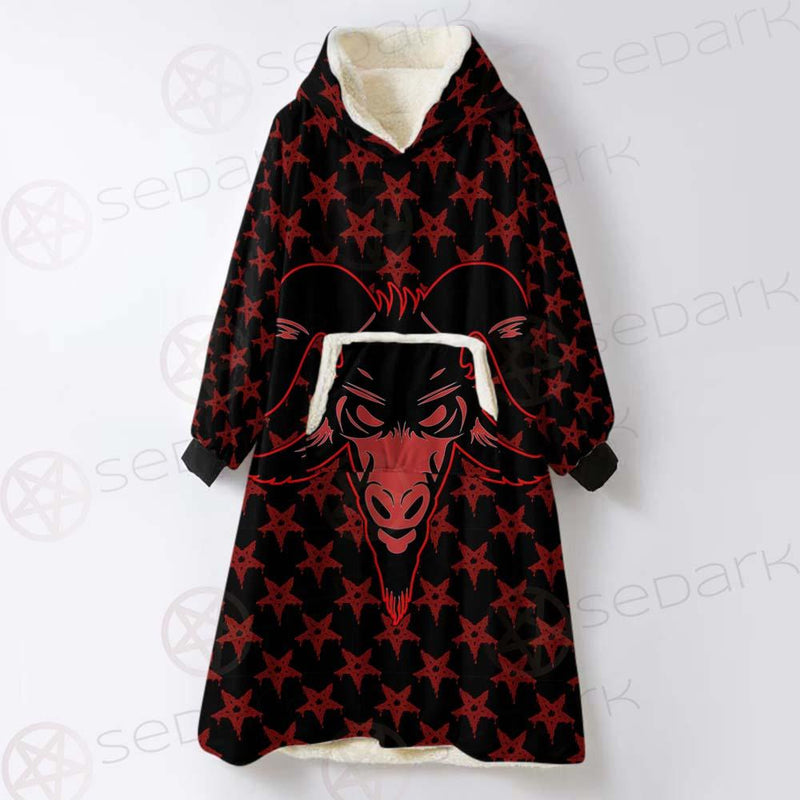 Baphomet Goat Headed Demon SED-0359 Oversized Sherpa Blanket Hoodie