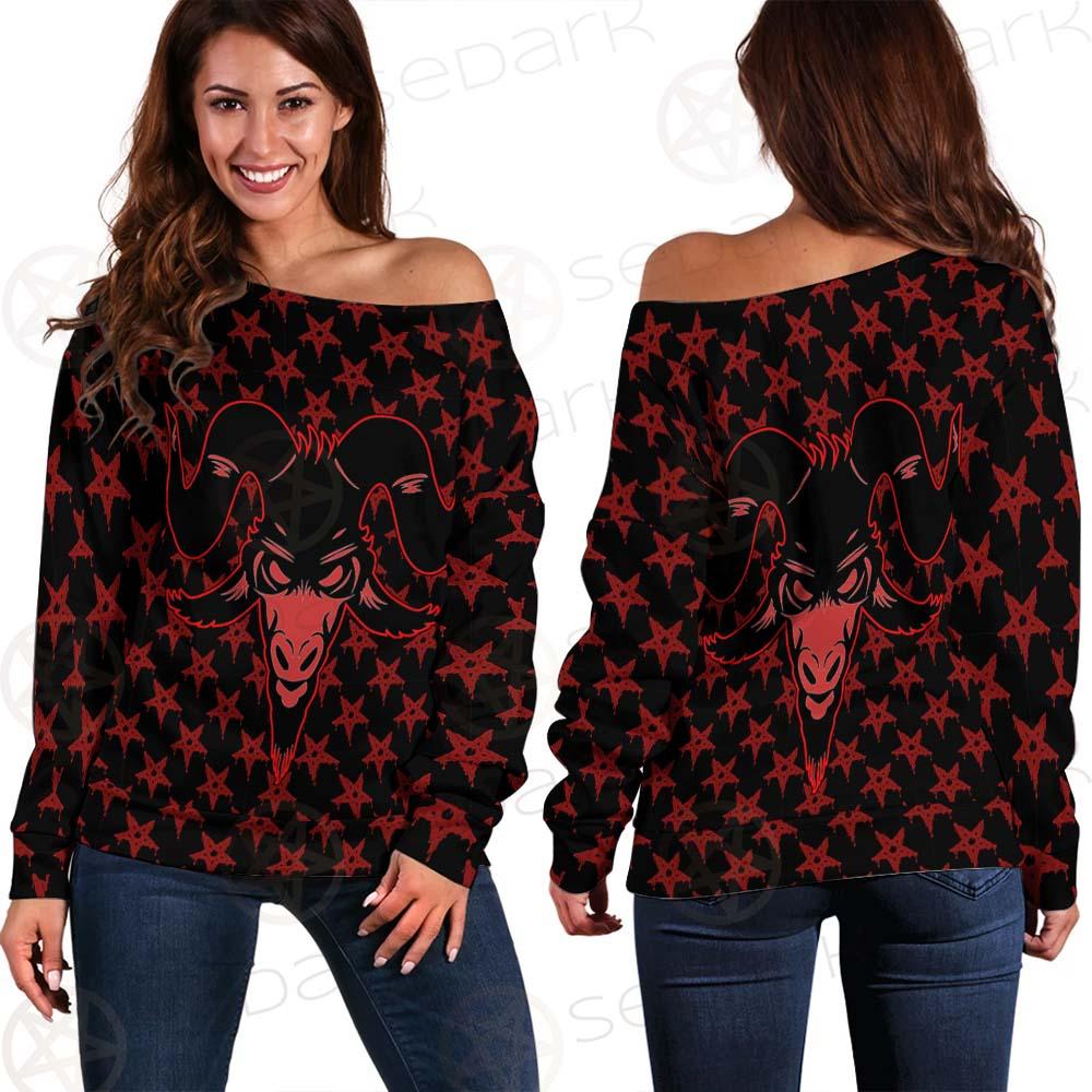 Baphomet Goat Headed Demon SED-0359 Off Shoulder Sweaters