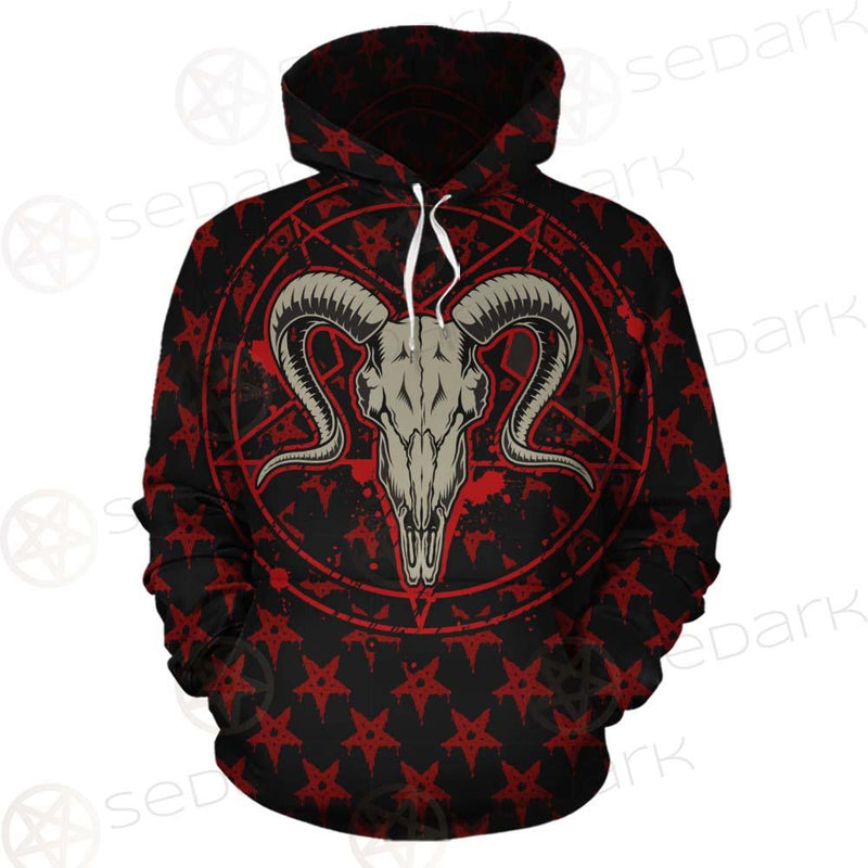 Monochrome Emblems With Goat Skull SED-0360 Hoodie & Zip Hoodie