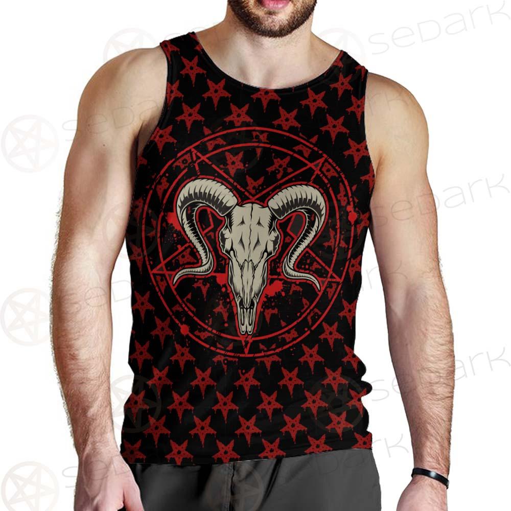 Monochrome Emblems With Goat Skull SED-0360 Men Tank-tops