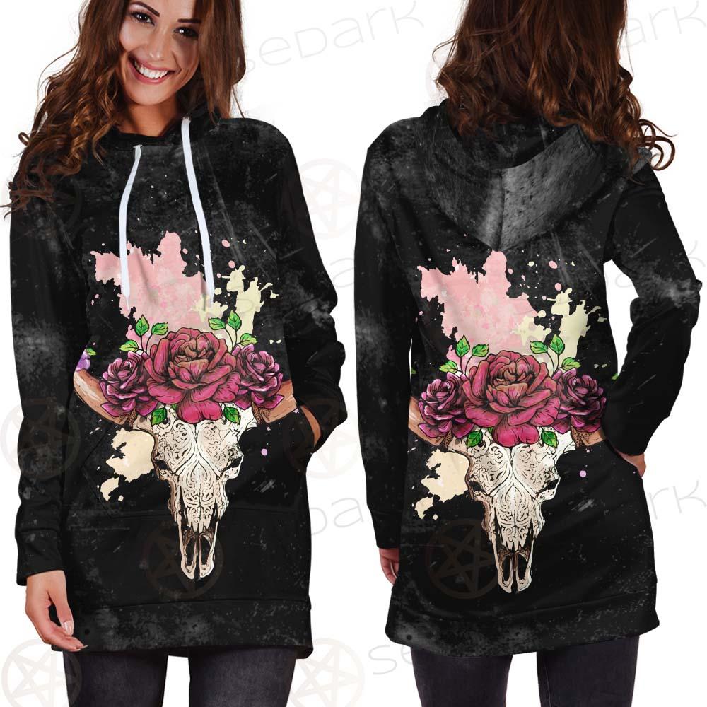 Satan Head Flowers SED-0374 Hoodie Dress
