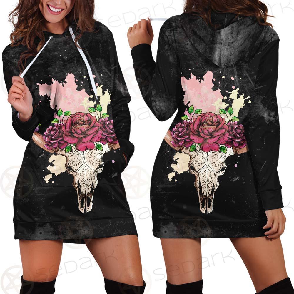 Satan Head Flowers SED-0374 Hoodie Dress