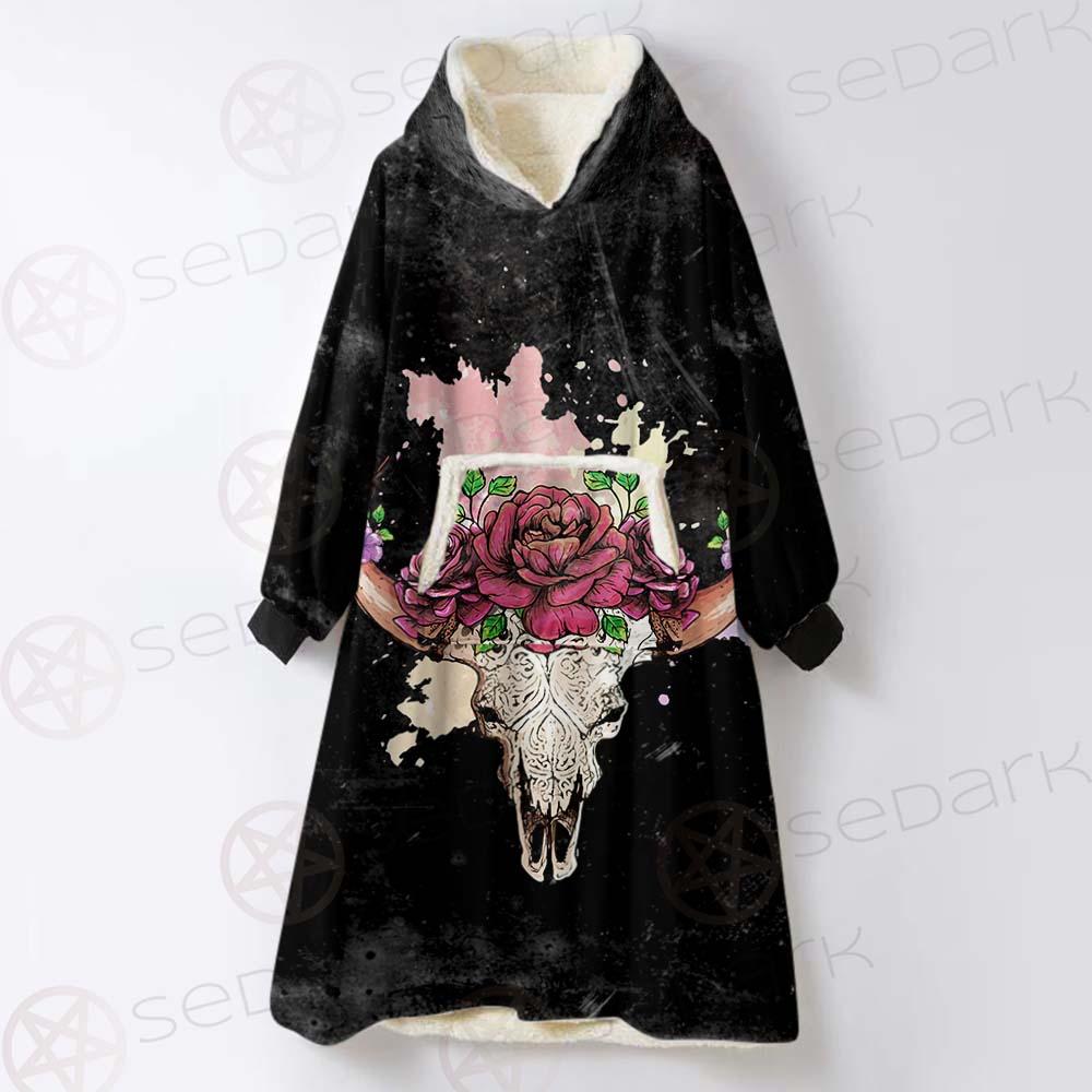 Satan Head Flowers SED-0374 Oversized Sherpa Blanket Hoodie