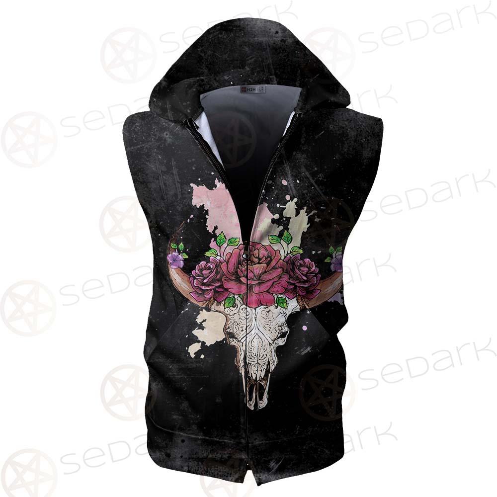 Satan Head Flowers SED-0374 Zip Sleeveless Hoodie