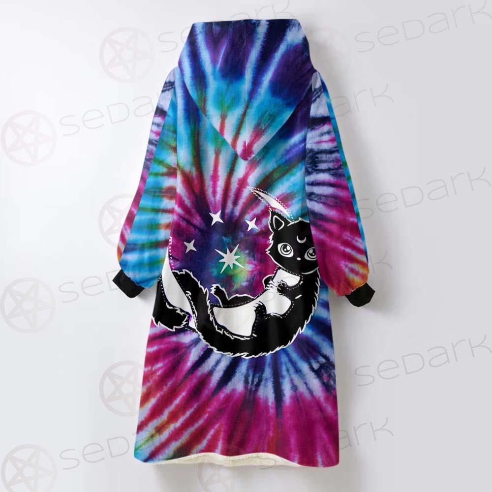 Gothic Cat Background Spill Color SED-0377 Oversized Sherpa Blanket Hoodie