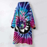 Gothic Cat Background Spill Color SED-0377 Oversized Sherpa Blanket Hoodie