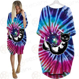 Gothic Cat Background Spill Color SED-0377 Batwing Pocket Dress