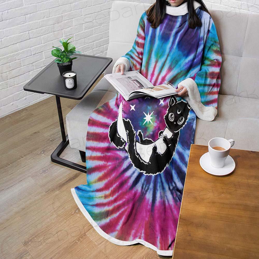 Gothic Cat Background Spill Color SED-0377 Sleeved Blanket