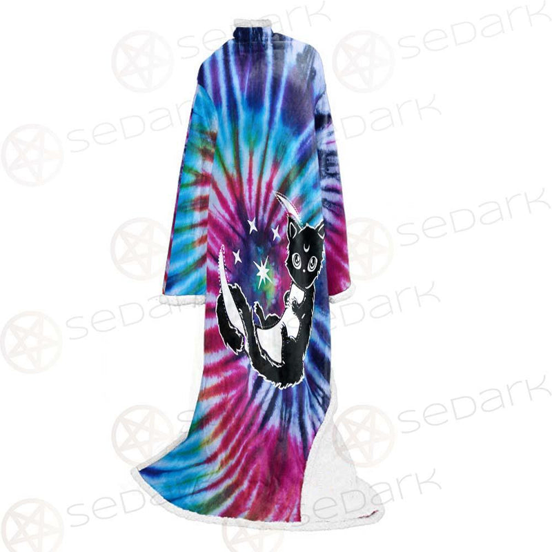 Gothic Cat Background Spill Color SED-0377 Sleeved Blanket