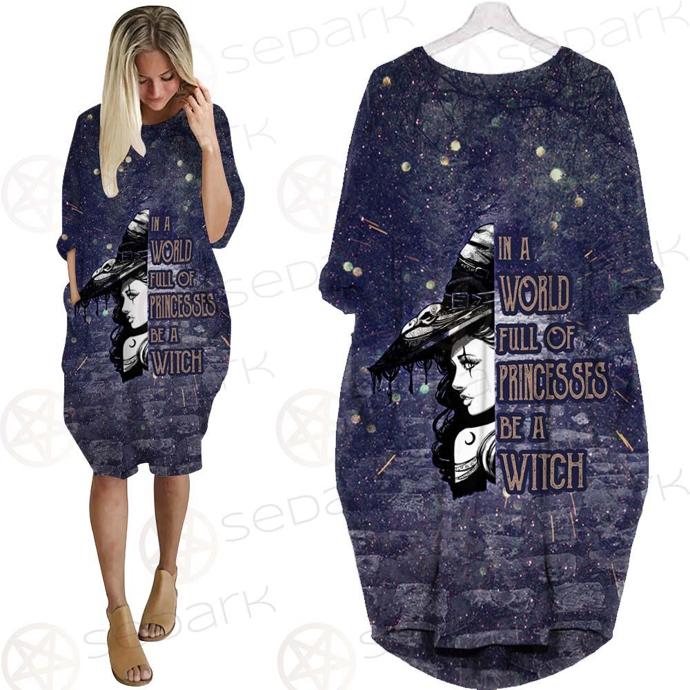 Gothic Purple Be A Witch SED-0404 Batwing Pocket Dress