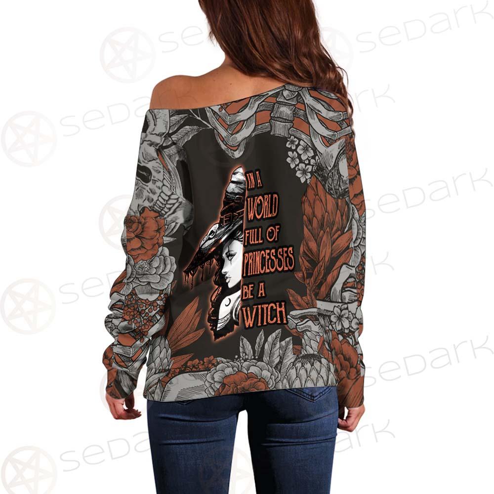 Gothic Skull Be A Witch SED-0406 Off Shoulder Sweaters