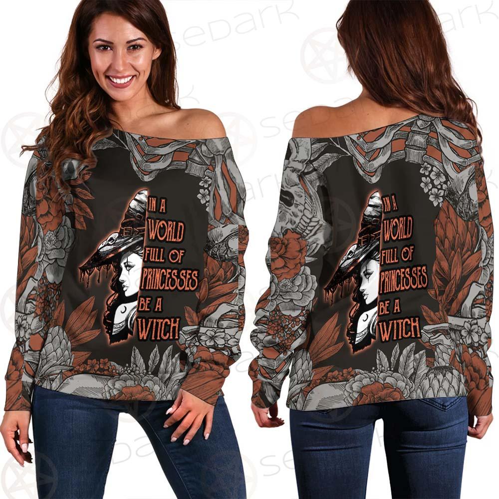 Gothic Skull Be A Witch SED-0406 Off Shoulder Sweaters