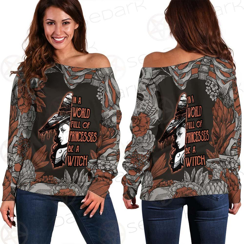 Gothic Skull Be A Witch SED-0406 Off Shoulder Sweaters