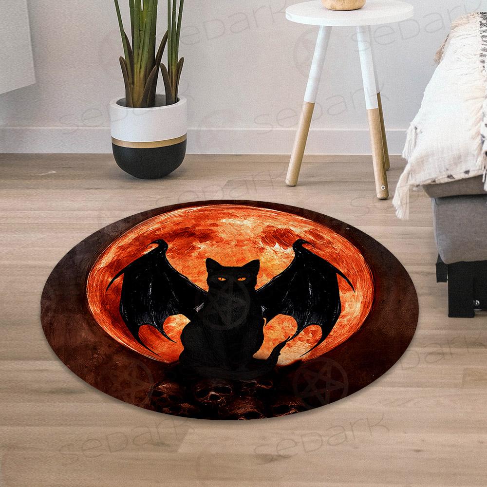Satanic Moon Cat SED-0442 Round Carpet