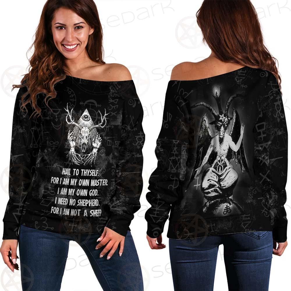 Hail Satan SED-0452 Off Shoulder Sweaters