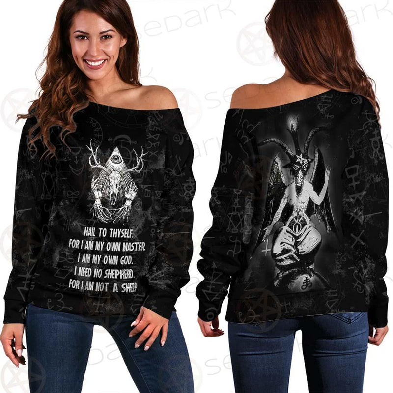 Hail Satan SED-0452 Off Shoulder Sweaters