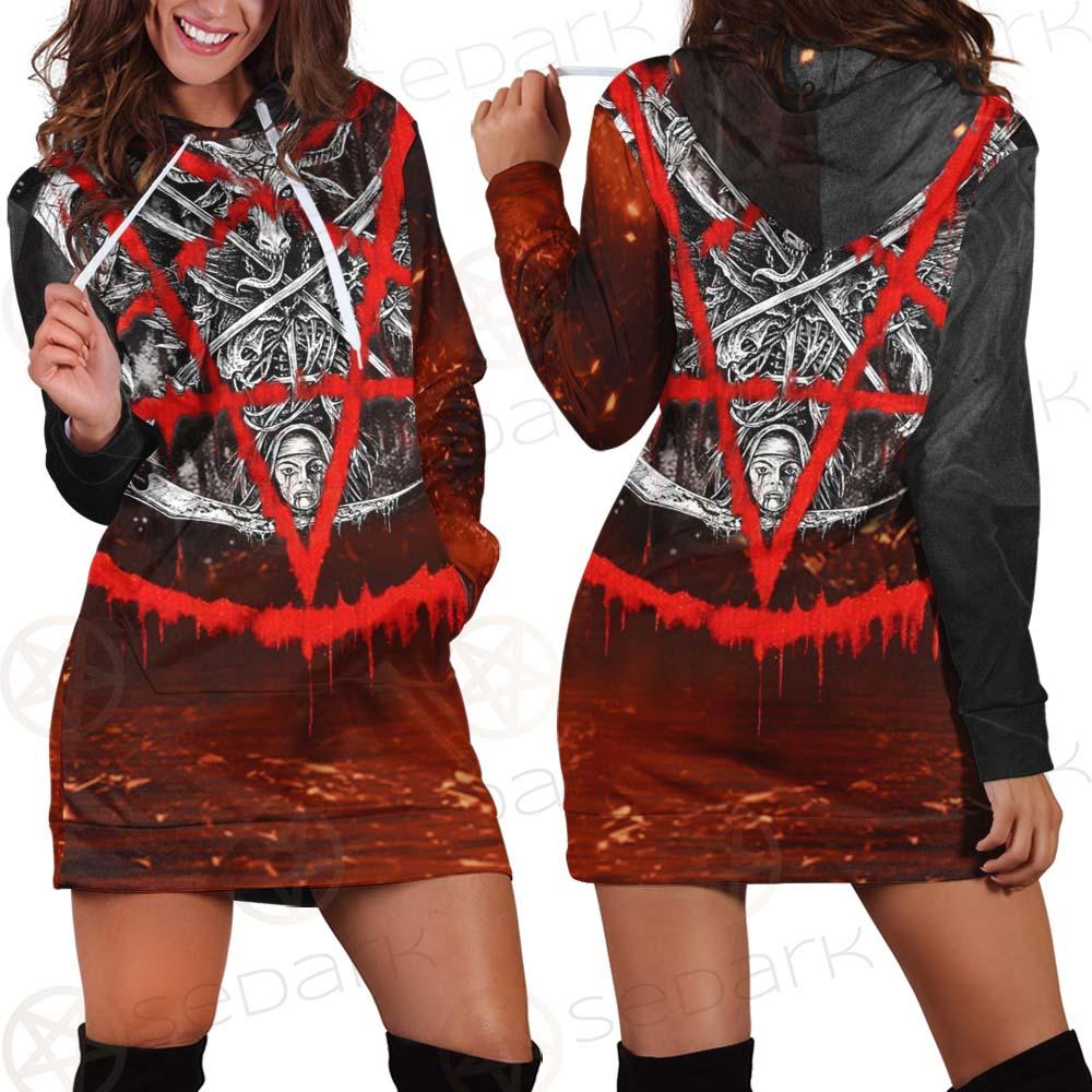 Red Baphomet SED-0453 Hoodie Dress
